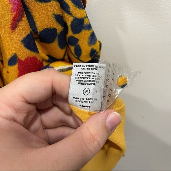 Tanya Taylor Adrienne Kimono Floral Silk Top Blouse in Marigold Cold Shoulder 2 - Picture 11 of 14